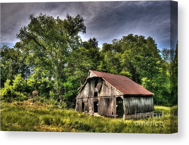A Barn For All Seasons Canvas Print featuring the digital art A Barn for All Seasons by William Fields