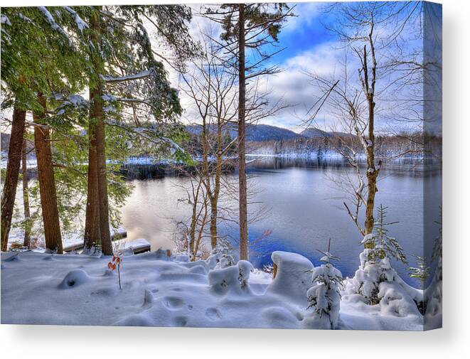 Landscape Canvas Print featuring the photograph A Chilly Day on West Lake by David Patterson