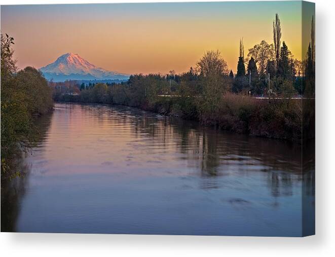 Sunset Canvas Print featuring the photograph A Mt Tahoma Sunset by Ken Stanback