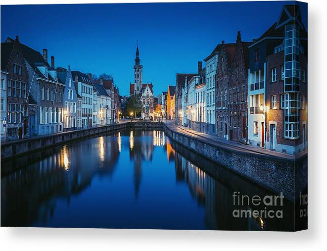 Brugge Canvas Print featuring the photograph A Night in Brugge by JR Photography