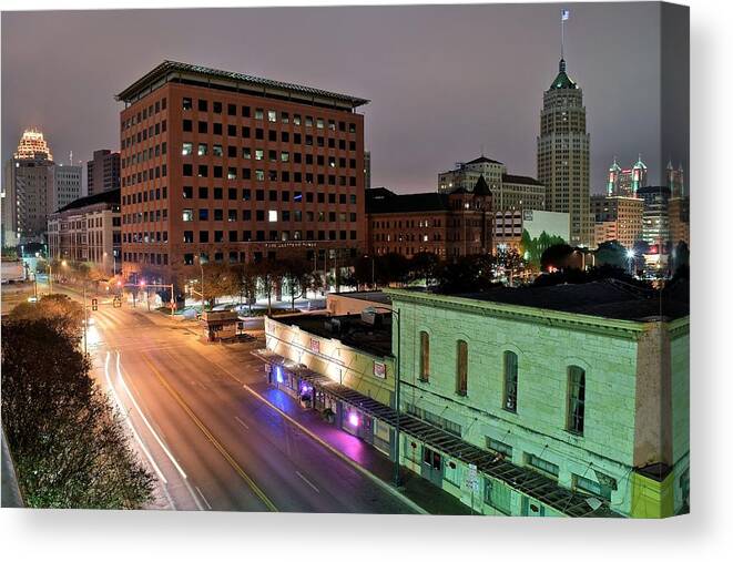 San Canvas Print featuring the photograph A San Antonio Evening by Frozen in Time Fine Art Photography