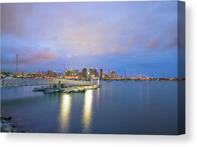 San Diego Canvas Print featuring the photograph A San Diego Harbor Night by Joseph S Giacalone