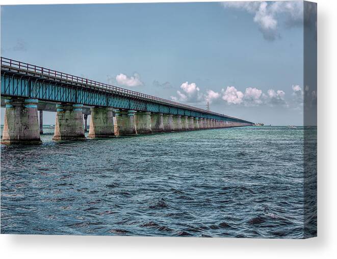 Architecture Canvas Print featuring the photograph A Section of the Original Seven Mile Bridge by John M Bailey