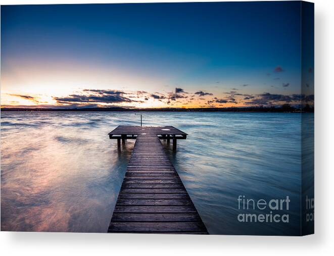 Ammersee Canvas Print featuring the photograph A Stormy Day Ends by Hannes Cmarits