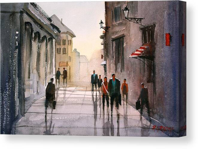Cityscape Canvas Print featuring the painting A Stroll in Italy by Ryan Radke