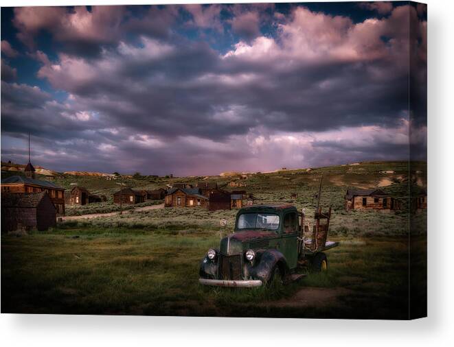 Buildings Canvas Print featuring the photograph A Summer Evening in Bodie by Cat Connor