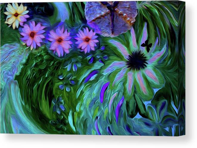 Woman Canvas Print featuring the digital art A Womans Touch With Her Flowers by Sherri's - Of Palm Springs