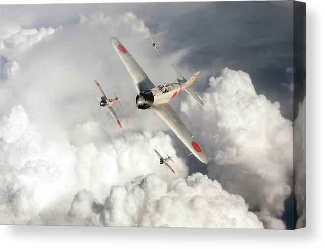 Zero Canvas Print featuring the photograph A6M Zero fighters by Gary Eason