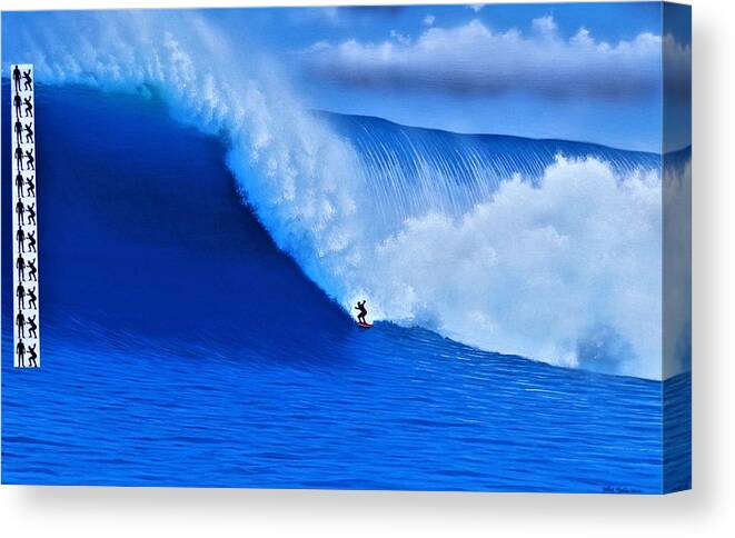 Surfing Canvas Print featuring the painting Jaws - Biggest Ever PADDLED by John Kaelin