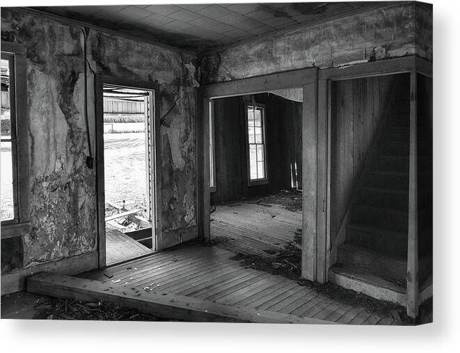 Black And White Canvas Print featuring the photograph Abandoned #2 by Bonnie Bruno