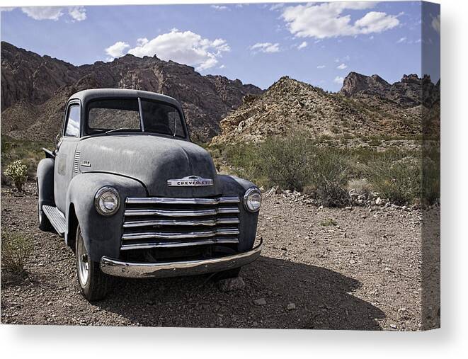 Nelson Canvas Print featuring the photograph Abandoned Chevy in the Desert by Kristia Adams