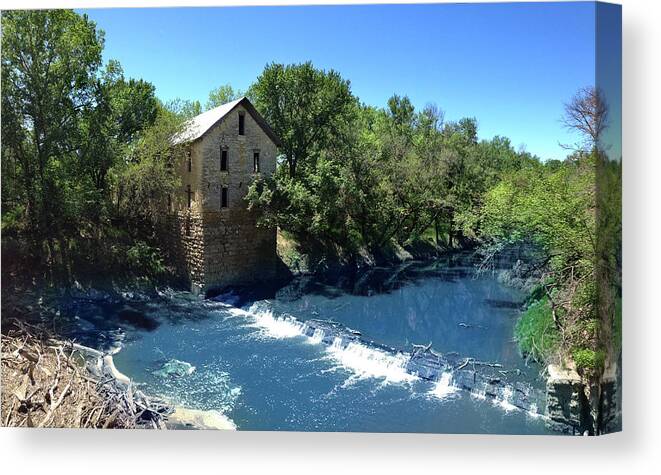 Kansas Canvas Print featuring the photograph Abandoned Mill at Cedar Point by Rod Seel