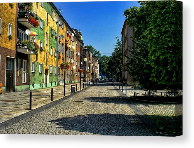 Quiet Canvas Print featuring the photograph Abandoned Street by Mariola Bitner