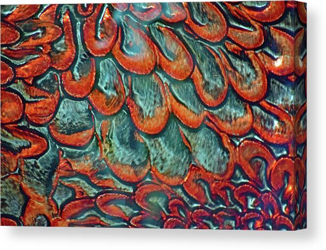 Abstract In Copper And Blue Canvas Print featuring the digital art Abstract in Copper and Blue No. 7-1 by Sandy Taylor