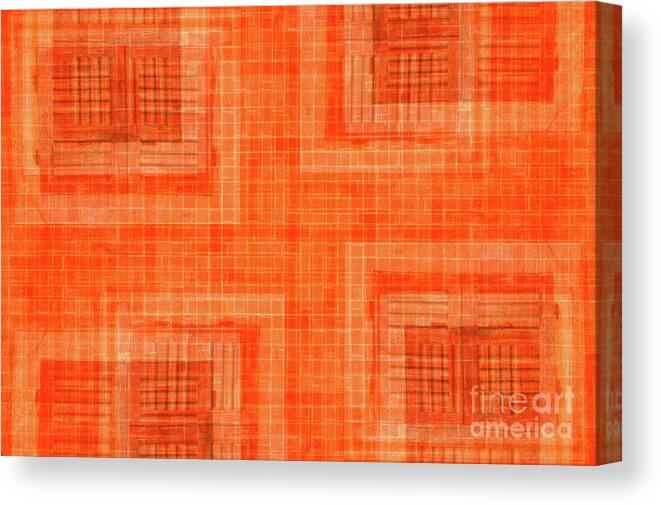 Abstract Canvas Print featuring the photograph Abstract window on orange wall by Silvia Ganora