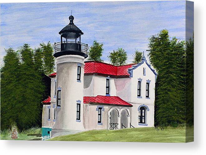 Painting Canvas Print featuring the painting Admiralty Head Lighthouse by Mary Gaines