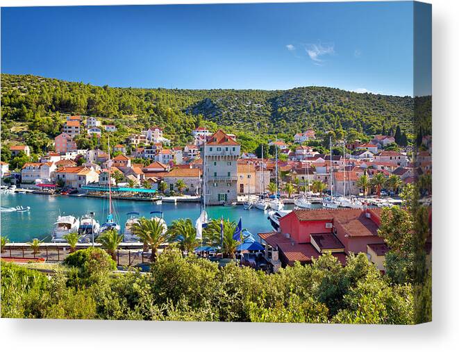 Marina Canvas Print featuring the photograph Adriatic village of Marina near Trogir by Brch Photography