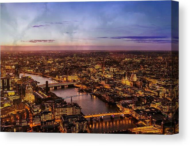 City Canvas Print featuring the photograph Aereal City by Digital Art Cafe