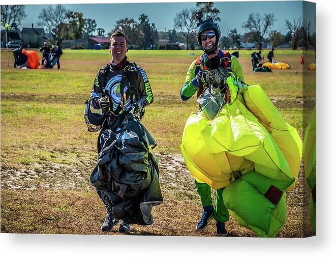 Skydiving Canvas Print featuring the photograph After the Jump by Larkin's Balcony Photography