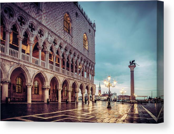 Venice Canvas Print featuring the photograph After the Rain at St. Mark's by Andrew Soundarajan
