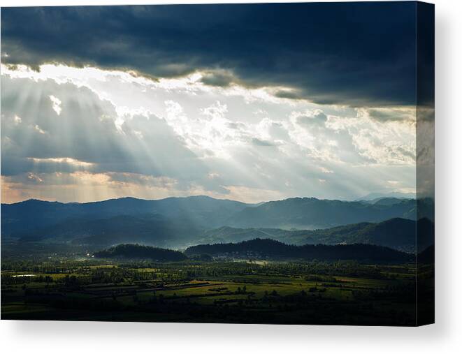 Barje Canvas Print featuring the photograph Afternoon rays over the Ljubljana Moors by Ian Middleton