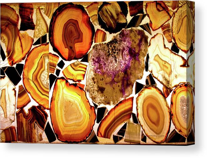 Agate Slices Canvas Print featuring the photograph Agate Slices Moqui Cave Museum Kanab Utah 02 by Thomas Woolworth