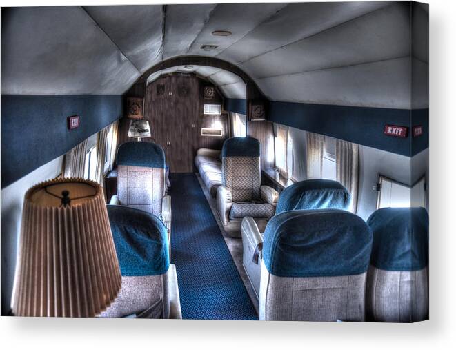 Beech Model 18 Canvas Print featuring the photograph Airplane Interior by Richard Gehlbach