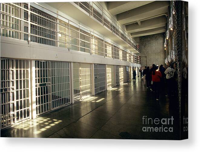 Alcatraz Canvas Print featuring the photograph Alcatraz Jail Cells by Inga Spence