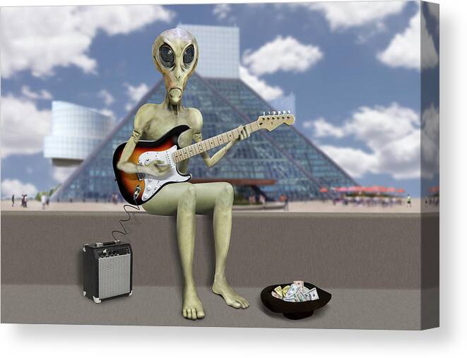 Aliens Canvas Print featuring the photograph Alien Guitarist 2 by Mike McGlothlen