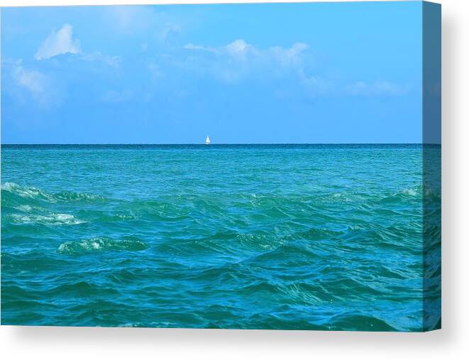 Sailboat Canvas Print featuring the photograph Alone at Sea by Mary Ann Artz
