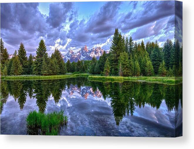 Grand Teton National Park Canvas Print featuring the photograph Alpenglow in the Tetons by Don Mercer