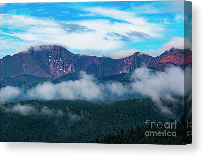 Pikes Peak Canvas Print featuring the photograph Amazing Sunrise on Pikes Peak Colorado by Steven Krull