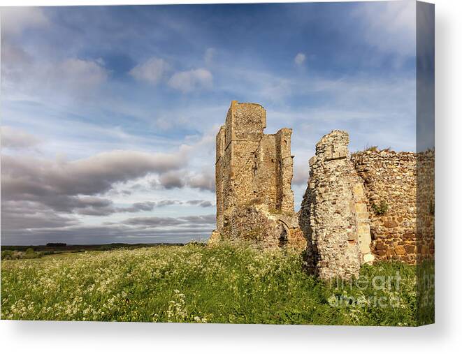 ENGLISH COUNTRYSIDE CASTLE RUINS & CHURCH ENGLAND PAINTING ART REAL CANVAS PRINT 