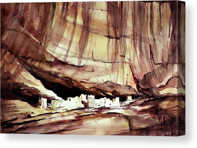 American Indian Canvas Print featuring the painting Ancient Wall by Connie Williams