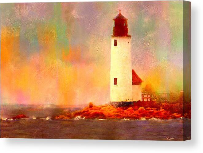 Lighthouse Canvas Print featuring the painting Annisquam Rainbow by Sand And Chi