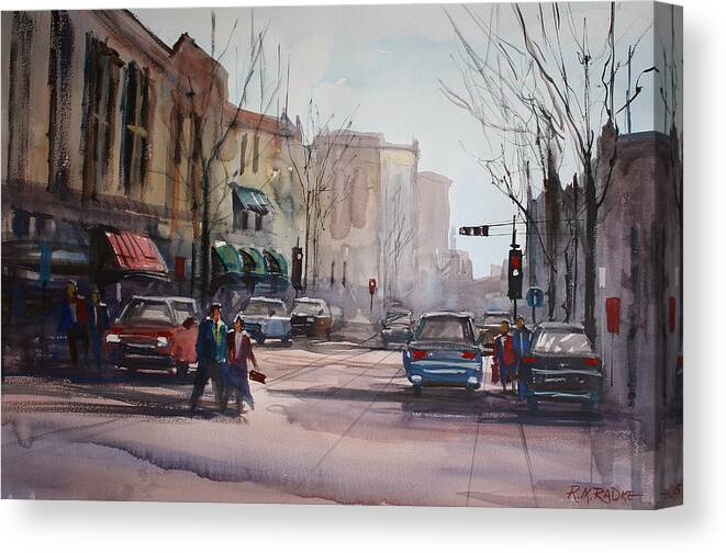 City Scene Canvas Print featuring the painting Another Day in Fond du Lac by Ryan Radke