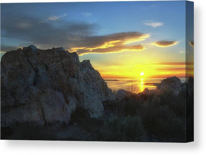 Antelope Island Canvas Print featuring the photograph Antelope Island Sunset by Art Cole