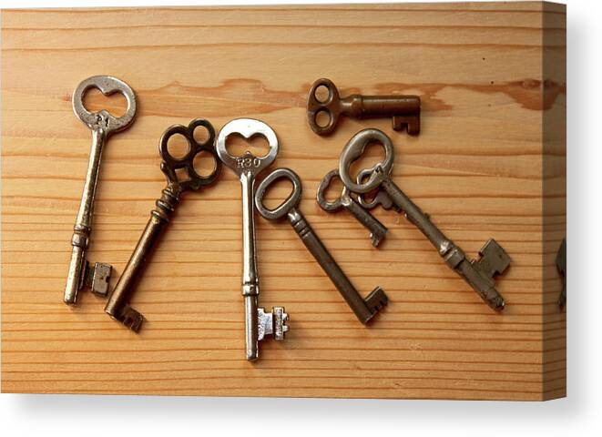 Still Life Canvas Print featuring the photograph Antique Keys by Ira Marcus