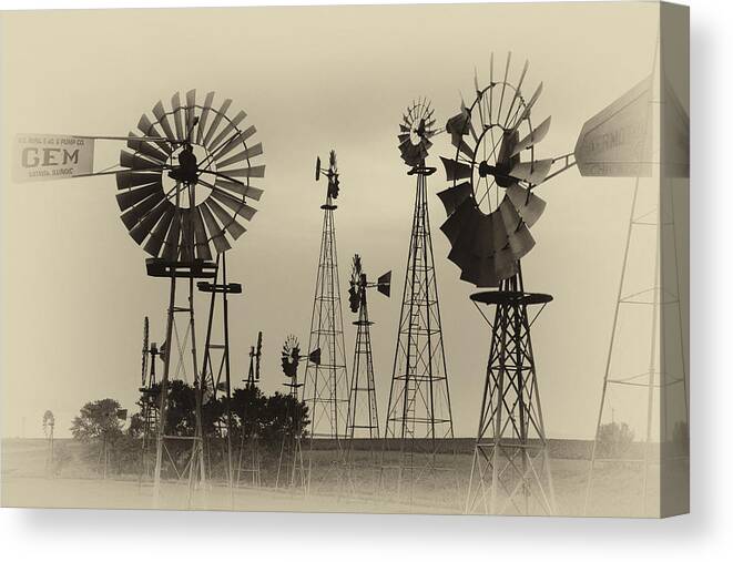 Minnesota Canvas Print featuring the photograph Antique Windmills by Patricia Schaefer