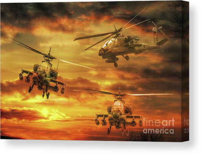 Apache Attack Canvas Print featuring the digital art Apache Attack by Randy Steele