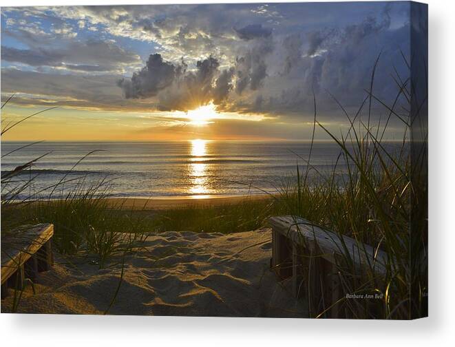 Obx Sunrise Canvas Print featuring the photograph April Sunrise in Nags Head by Barbara Ann Bell