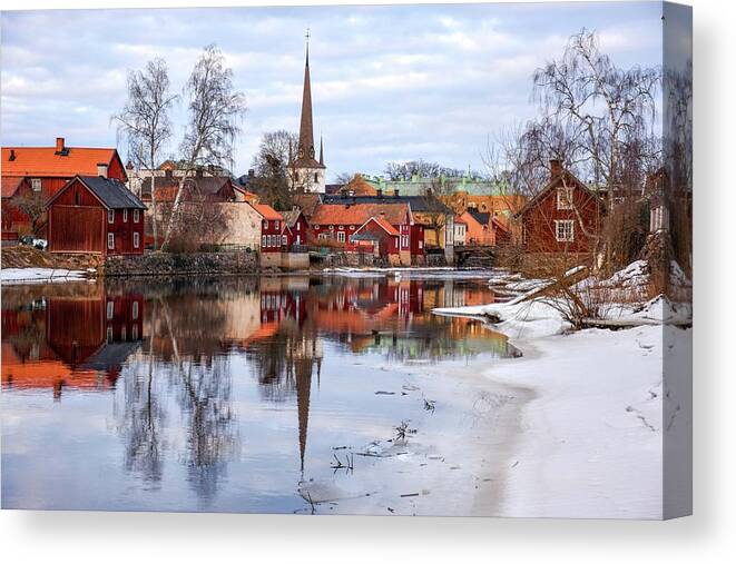 Idyll Sverige Sweden Winter Canvas Print featuring the photograph Arboga Sweden by Stefan Pettersson