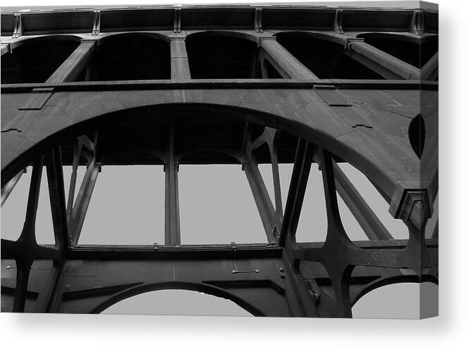 Oregoncoast Canvas Print featuring the photograph Arches of the Bridge BW by Cathy Anderson