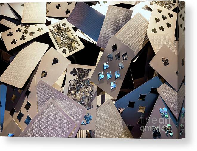 Aria Poker Room Canvas Print featuring the photograph Aria Poker Room Metal Cards Sculpture by Aloha Art