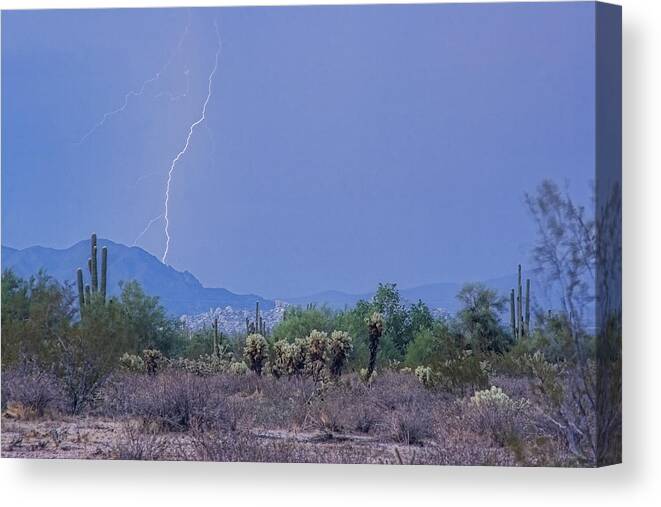  Lightning Canvas Print featuring the photograph Arizona Desert by James BO Insogna