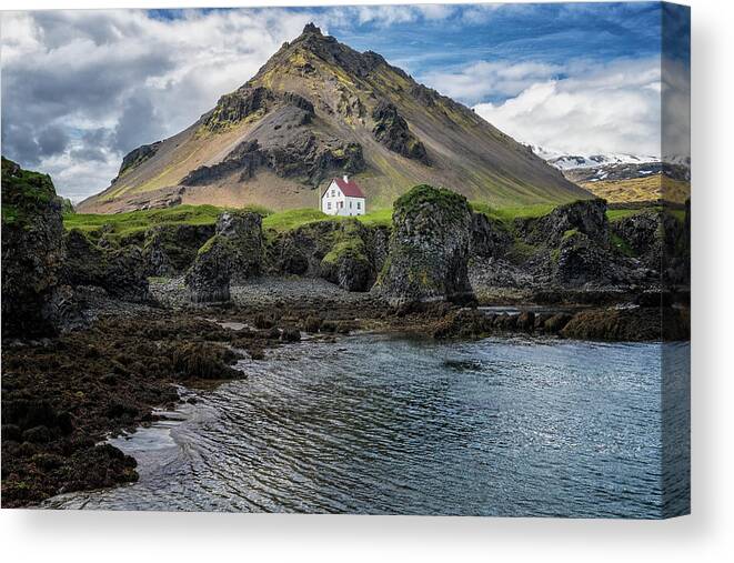 Iceland Canvas Print featuring the photograph Arnarstapi House by Tom Singleton
