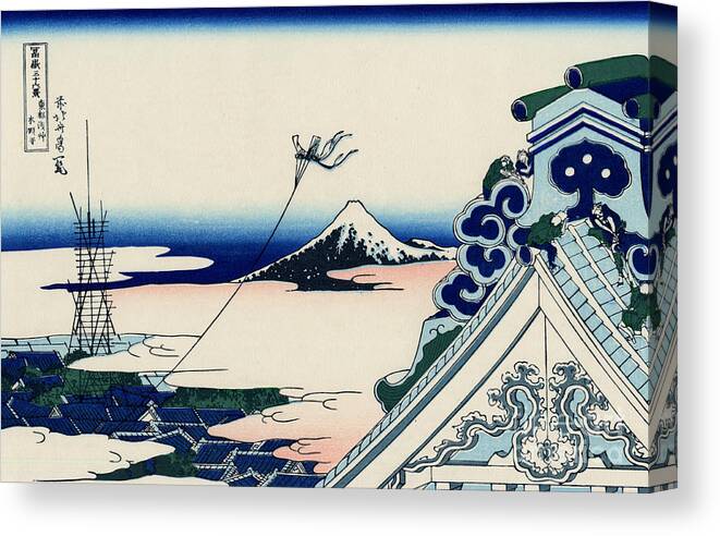 Hokusai Canvas Print featuring the painting Asakusa Honganji temple in the Eastern capital by Hokusai