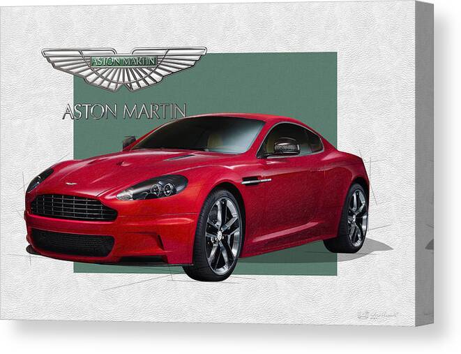 �aston Martin� By Serge Averbukh Canvas Print featuring the photograph Aston Martin D B S V 12 with 3 D Badge by Serge Averbukh