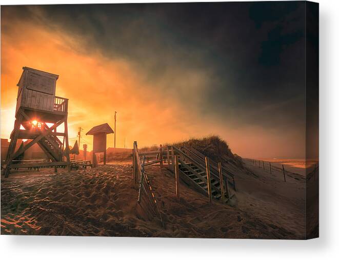 Atlantic Ocean Canvas Print featuring the photograph Atlantic Ocean Coast At Sunset - Nauset Beach by Darius Aniunas