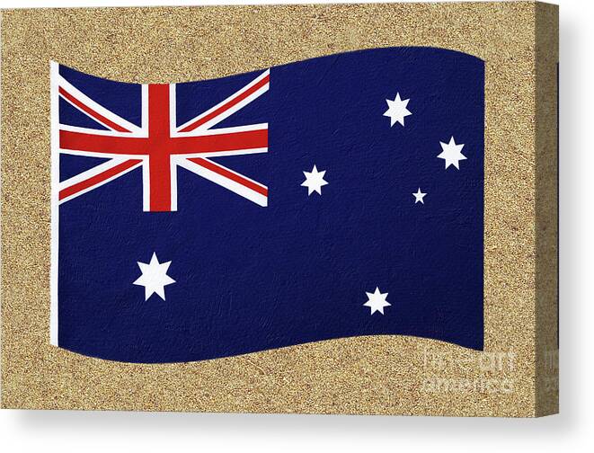 Photography Canvas Print featuring the photograph Australian Flag on Sand by Kaye Menner by Kaye Menner